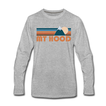 Mount Hood, Oregon Long Sleeve T-Shirt - Retro Mountain Unisex Mount Hood Long Sleeve Shirt - heather gray