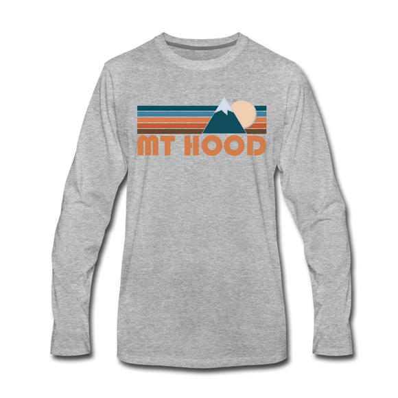 Mount Hood, Oregon Long Sleeve T-Shirt - Retro Mountain Unisex Mount Hood Long Sleeve Shirt - heather gray