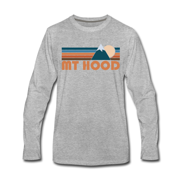Mount Hood, Oregon Long Sleeve T-Shirt - Retro Mountain Unisex Mount Hood Long Sleeve Shirt - heather gray