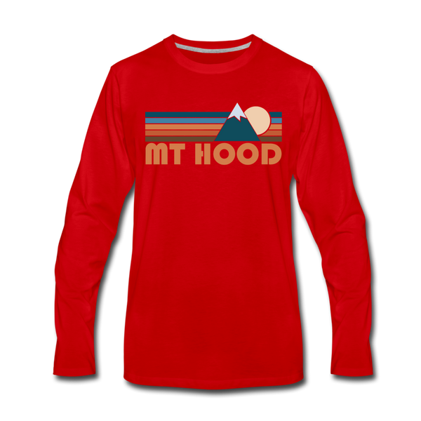 Mount Hood, Oregon Long Sleeve T-Shirt - Retro Mountain Unisex Mount Hood Long Sleeve Shirt - red