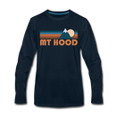 Mount Hood, Oregon Long Sleeve T-Shirt - Retro Mountain Unisex Mount Hood Long Sleeve Shirt - deep navy