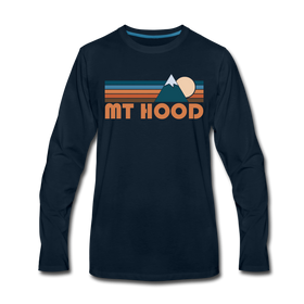 Mount Hood, Oregon Long Sleeve T-Shirt - Retro Mountain Unisex Mount Hood Long Sleeve Shirt - deep navy