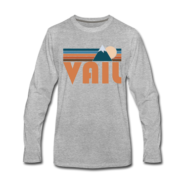 Vail, Colorado Long Sleeve T-Shirt - Retro Mountain Unisex Vail Long Sleeve Shirt - heather gray