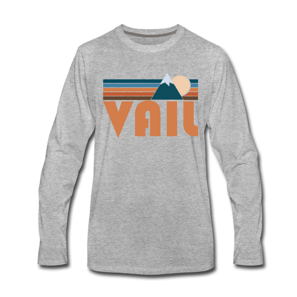 Vail, Colorado Long Sleeve T-Shirt - Retro Mountain Unisex Vail Long Sleeve Shirt - heather gray