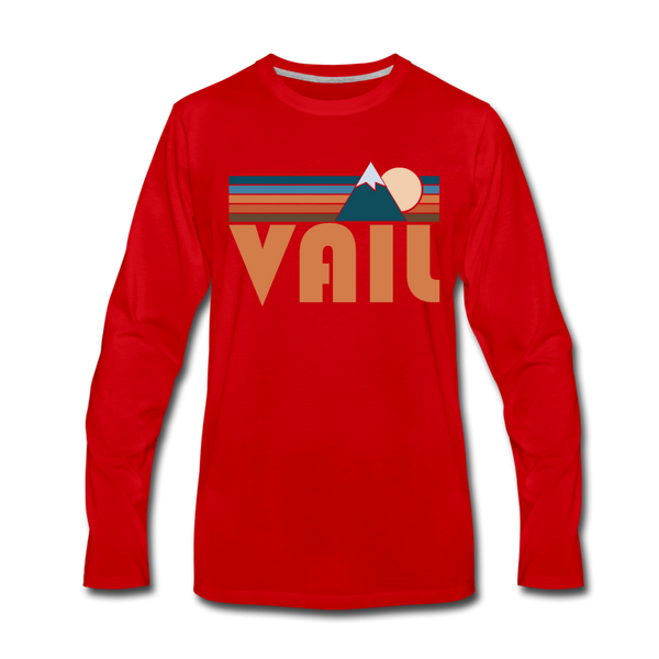 Vail, Colorado Long Sleeve T-Shirt - Retro Mountain Unisex Vail Long Sleeve Shirt - red