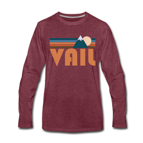 Vail, Colorado Long Sleeve T-Shirt - Retro Mountain Unisex Vail Long Sleeve Shirt - heather burgundy