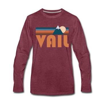 Vail, Colorado Long Sleeve T-Shirt - Retro Mountain Unisex Vail Long Sleeve Shirt - heather burgundy