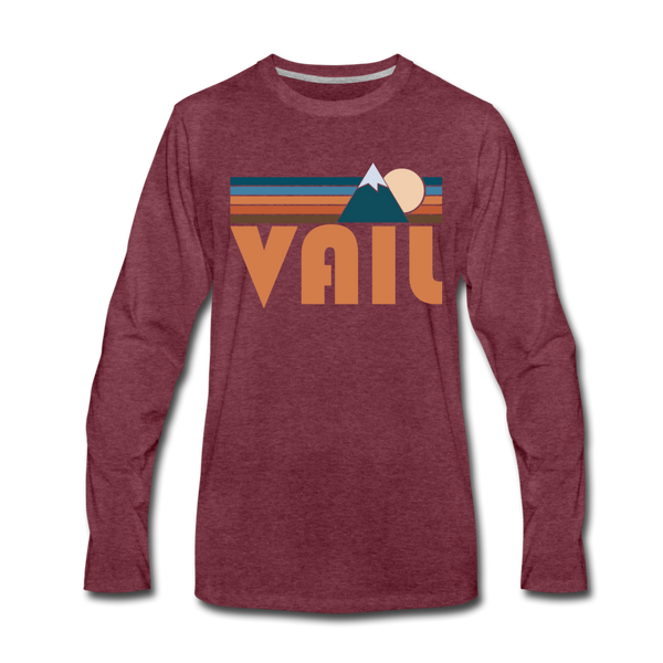 Vail, Colorado Long Sleeve T-Shirt - Retro Mountain Unisex Vail Long Sleeve Shirt - heather burgundy