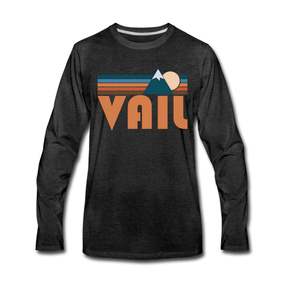 Vail, Colorado Long Sleeve T-Shirt - Retro Mountain Unisex Vail Long Sleeve Shirt - charcoal gray