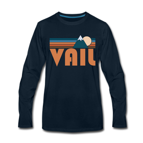 Vail, Colorado Long Sleeve T-Shirt - Retro Mountain Unisex Vail Long Sleeve Shirt - deep navy