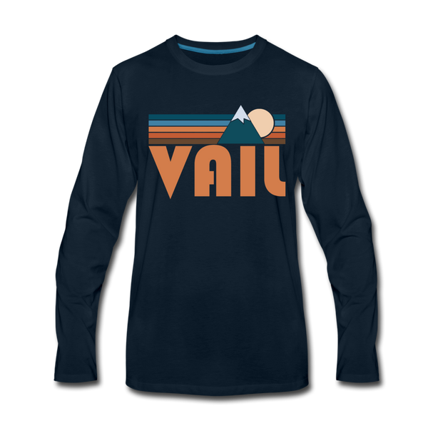 Vail, Colorado Long Sleeve T-Shirt - Retro Mountain Unisex Vail Long Sleeve Shirt - deep navy