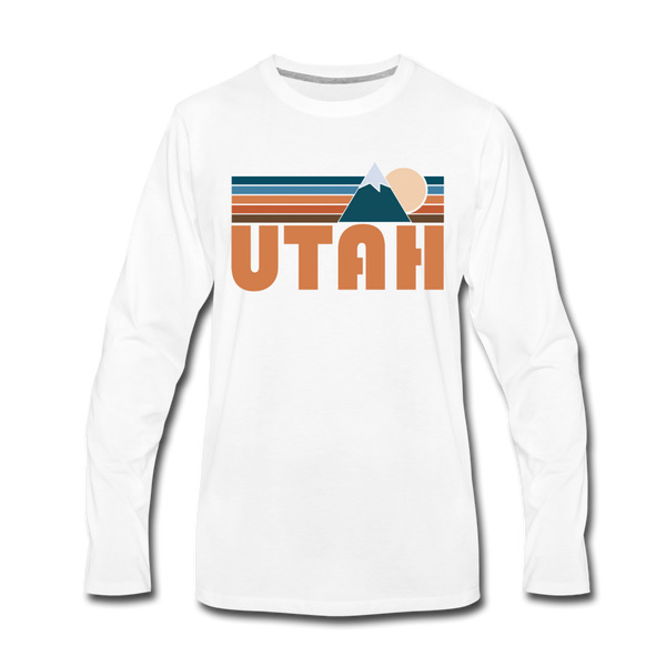 Utah Long Sleeve T-Shirt - Retro Mountain Unisex Utah Long Sleeve Shirt - white