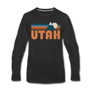 Utah Long Sleeve T-Shirt - Retro Mountain Unisex Utah Long Sleeve Shirt - black