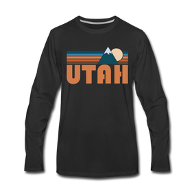 Utah Long Sleeve T-Shirt - Retro Mountain Unisex Utah Long Sleeve Shirt - black