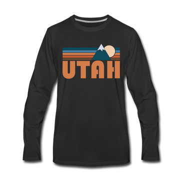 Utah Long Sleeve T-Shirt - Retro Mountain Unisex Utah Long Sleeve Shirt - black