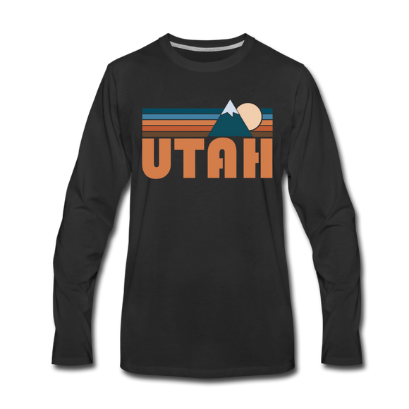 Utah Long Sleeve T-Shirt - Retro Mountain Unisex Utah Long Sleeve Shirt - black