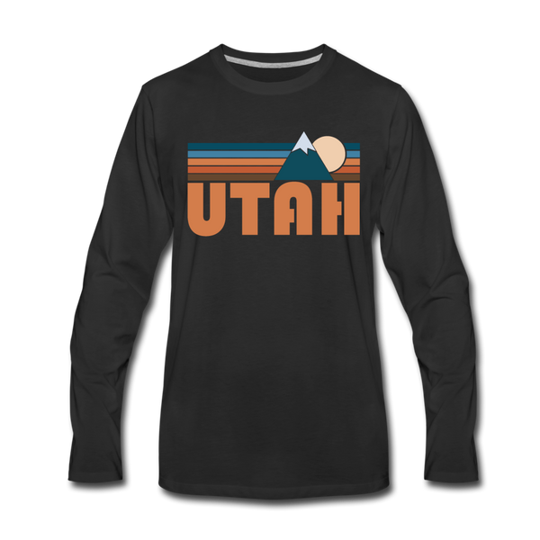 Utah Long Sleeve T-Shirt - Retro Mountain Unisex Utah Long Sleeve Shirt - black