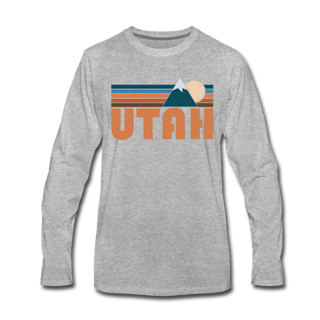 Utah Long Sleeve T-Shirt - Retro Mountain Unisex Utah Long Sleeve Shirt - heather gray