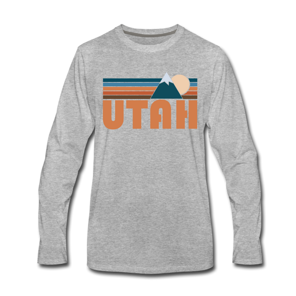 Utah Long Sleeve T-Shirt - Retro Mountain Unisex Utah Long Sleeve Shirt - heather gray