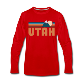 Utah Long Sleeve T-Shirt - Retro Mountain Unisex Utah Long Sleeve Shirt - red
