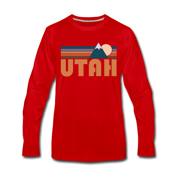 Utah Long Sleeve T-Shirt - Retro Mountain Unisex Utah Long Sleeve Shirt - red