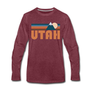 Utah Long Sleeve T-Shirt - Retro Mountain Unisex Utah Long Sleeve Shirt - heather burgundy