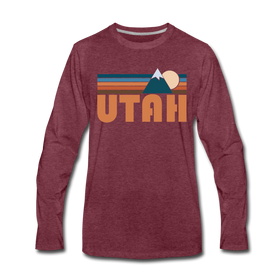 Utah Long Sleeve T-Shirt - Retro Mountain Unisex Utah Long Sleeve Shirt - heather burgundy