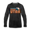 Utah Long Sleeve T-Shirt - Retro Mountain Unisex Utah Long Sleeve Shirt - charcoal gray