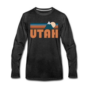 Utah Long Sleeve T-Shirt - Retro Mountain Unisex Utah Long Sleeve Shirt - charcoal gray
