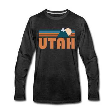 Utah Long Sleeve T-Shirt - Retro Mountain Unisex Utah Long Sleeve Shirt - charcoal gray