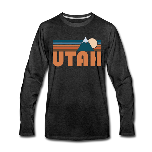 Utah Long Sleeve T-Shirt - Retro Mountain Unisex Utah Long Sleeve Shirt - charcoal gray