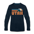 Utah Long Sleeve T-Shirt - Retro Mountain Unisex Utah Long Sleeve Shirt - deep navy
