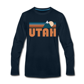 Utah Long Sleeve T-Shirt - Retro Mountain Unisex Utah Long Sleeve Shirt - deep navy