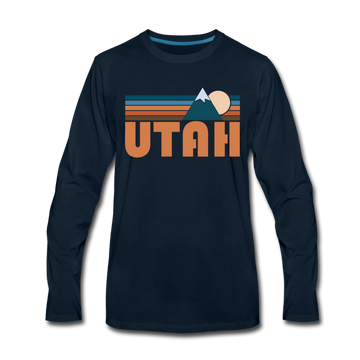 Utah Long Sleeve T-Shirt - Retro Mountain Unisex Utah Long Sleeve Shirt - deep navy