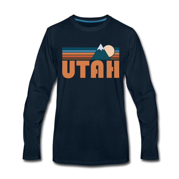 Utah Long Sleeve T-Shirt - Retro Mountain Unisex Utah Long Sleeve Shirt - deep navy