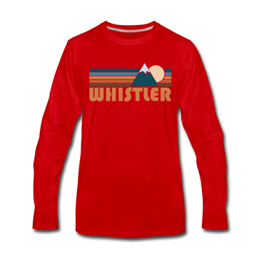 Whistler, Canada Long Sleeve T-Shirt - Retro Mountain Unisex Whistler Long Sleeve Shirt - red
