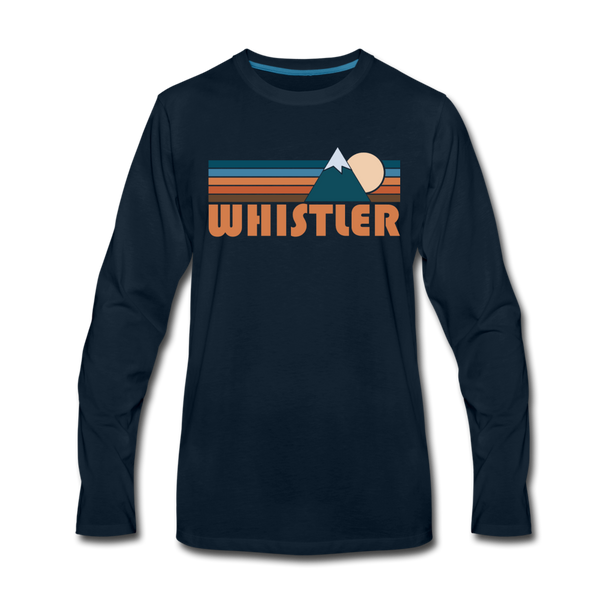 Whistler, Canada Long Sleeve T-Shirt - Retro Mountain Unisex Whistler Long Sleeve Shirt - deep navy