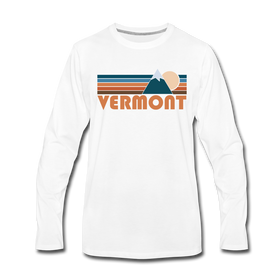 Vermont Long Sleeve T-Shirt - Retro Mountain Unisex Vermont Long Sleeve Shirt - white