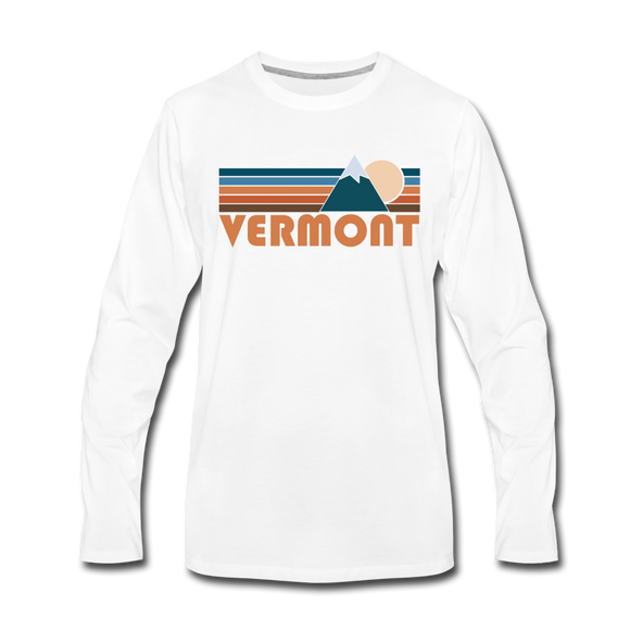 Vermont Long Sleeve T-Shirt - Retro Mountain Unisex Vermont Long Sleeve Shirt - white