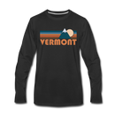 Vermont Long Sleeve T-Shirt - Retro Mountain Unisex Vermont Long Sleeve Shirt - black