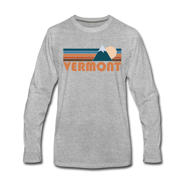 Vermont Long Sleeve T-Shirt - Retro Mountain Unisex Vermont Long Sleeve Shirt - heather gray