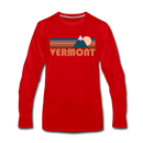 Vermont Long Sleeve T-Shirt - Retro Mountain Unisex Vermont Long Sleeve Shirt - red
