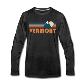 Vermont Long Sleeve T-Shirt - Retro Mountain Unisex Vermont Long Sleeve Shirt - charcoal gray