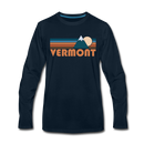 Vermont Long Sleeve T-Shirt - Retro Mountain Unisex Vermont Long Sleeve Shirt - deep navy