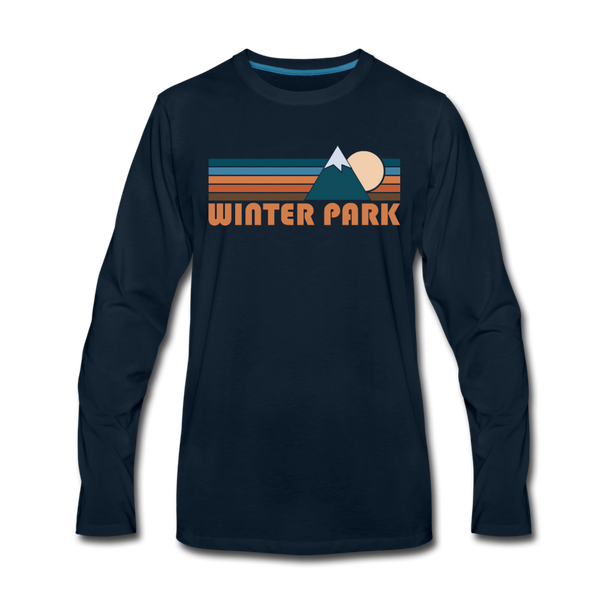 Winter Park, Colorado Long Sleeve T-Shirt - Retro Mountain Unisex Winter Park Long Sleeve Shirt - deep navy