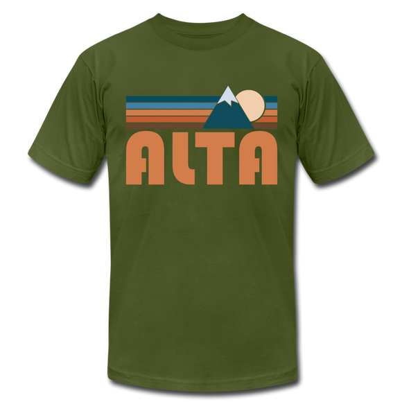 Alta, Utah T-Shirt - Retro Mountain Unisex Alta T Shirt - olive