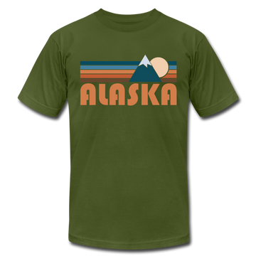 Alaska T-Shirt - Retro Mountain Unisex Alaska T Shirt - olive