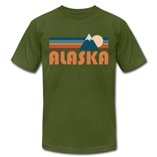 Alaska T-Shirt - Retro Mountain Unisex Alaska T Shirt - olive