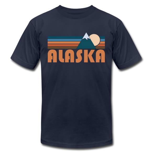 Alaska T-Shirt - Retro Mountain Unisex Alaska T Shirt - navy