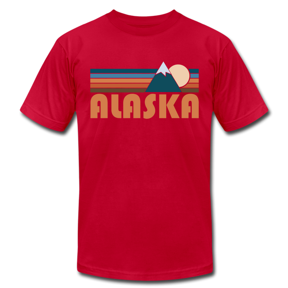 Alaska T-Shirt - Retro Mountain Unisex Alaska T Shirt - red
